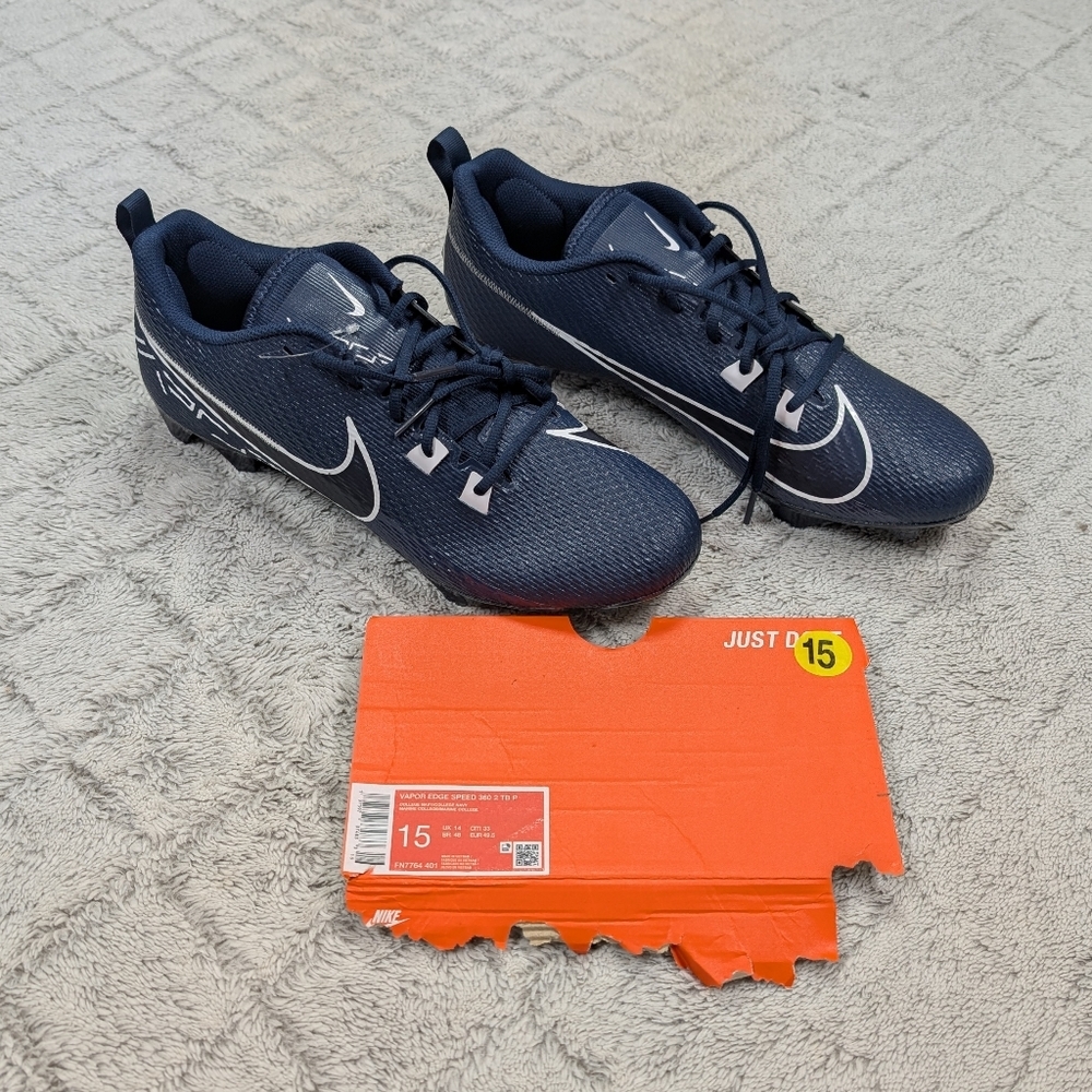 Nike Vapor Edge Speed 360 2 P College Navy Football Cleats Mens 15 FN7764-401
